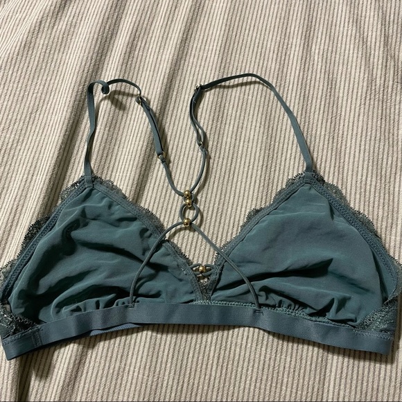 Aerie Lace lined bralette with gold bead detail M - Picture 3 of 4